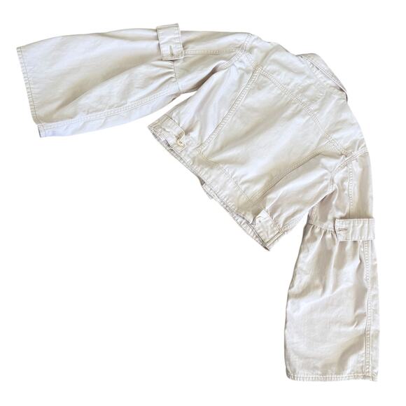 Upcycled Bell Sleeve Denim Cropped Jacket Minimalist Edgy Streetwear Cream S - Picture 10 of 14